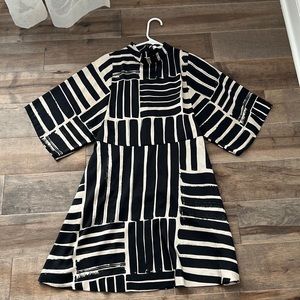 Unique abstract print satin dress